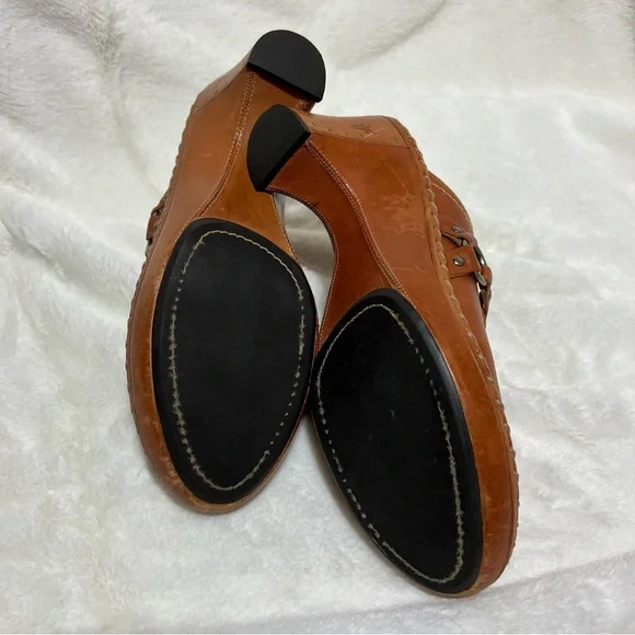 Frye Charlotte Ring Brown Red Platform Clog Mule Women Heel Size 9.5 M - Picture 7 of 10